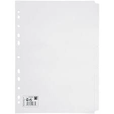 5 Star Subject Dividers Multipunched Manilla Card 5-Part A4 White Pack 10