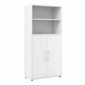 Prima Bookcase with 4 Shelves and 2 Doors, white