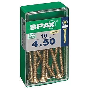 Spax Pz Countersunk Zinc Yellow Screws - 4 X 50mm Pack Of 10
