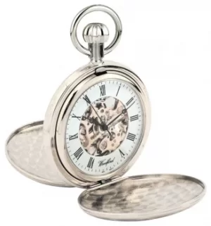 Woodford Full Hunter Chrome Plated Metal Skeleton Pocket Watch