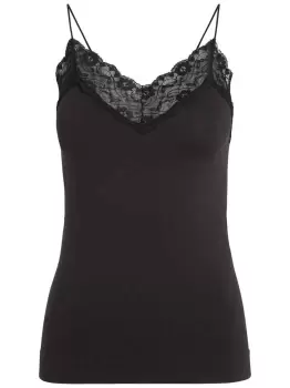 PIECES Lace Detailed Sleeveless Top Women Black