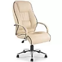 Nautilus Designs Ltd. High Back Leather Faced Executive Armchair with Contrasting Piping and Chrome Base