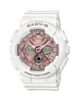 Casio Casio Baby G Rose Gold Chronograph Dial White Resin Strap Ladies Watch