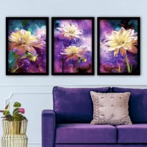3SC88 Multicolor Decorative Framed Painting (3 Pieces)