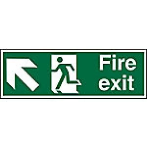 Fire Exit Sign Up Left Arrow Aluminium 15 x 45 cm