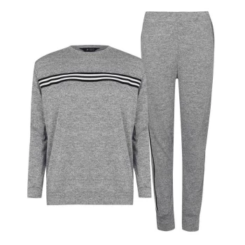 Miso Tape Striped Top and Joggers Tracksuit Loungewear Co Ord Set - Grey