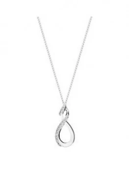 Simply Silver Cubic Zirconia Infinity Twist Top Pendant Necklace