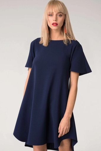 Mela London Blue Navy Long Sleeves 'Angelica' Tunic Dress - 8
