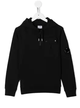 C.P COMPANY KIDS Micro-lens cotton Hooded Sweatshirt Black