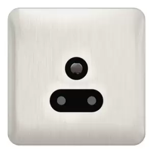 Schneider Electric Lisse Screwless Deco - Unswitched Single Power Socket, Single Pole, Round Pin, 5A, GGBL3080BSS, Stainless Steel with Black Insert,