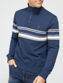 Farah Hales Long Sleeve Sweatshirt - Navy, Size S, Men