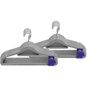 JVL Premium Range Velvet Touch Space Saving Non-Slip Hangers, Medium Grey, Pack of 100