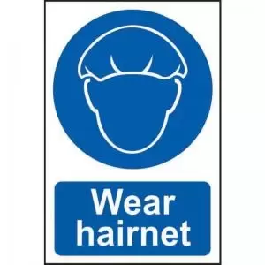 &lsquo;Wear Hairnet&rsquo; Sign; Self-Adhesive Semi-Rigid PVC