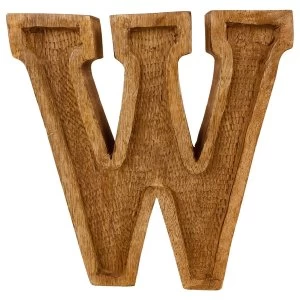 Letter W Hand Carved Wooden Embossed