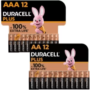 Duracell Plus Power AA and AAA Alkaline Battery Bundle (24 Pack)