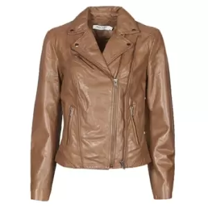 Naf Naf CAMILLA womens Leather jacket in Brown. Sizes available:UK 6,UK 8,UK 10,UK 12,UK 14,UK 16