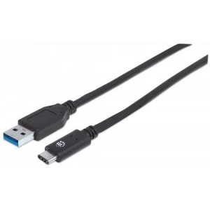 Manhattan USB-C to USB-A Cable 50cm Male to Male 10 Gbps (USB 3.2 Gen2 aka USB 3.1) 3A (fast charging) SuperSpeed+ USB Black Lifetime Warranty Polybag