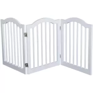 Pawhut - Wooden Foldable Dog Gate Stepover Panel Pet Fence Freestanding Safety Barrier for the House, Doorway, Stairs(White)