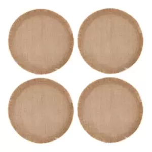 Round Hessian Placemats, Set of 4, Natural, 38cm
