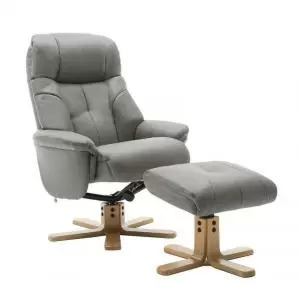 Denver Recliner Grey Leather Look with Swivel Recline Function Stylish