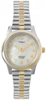 Timex Ladies Mother of Pearl Dial Two Tone Expander Watch