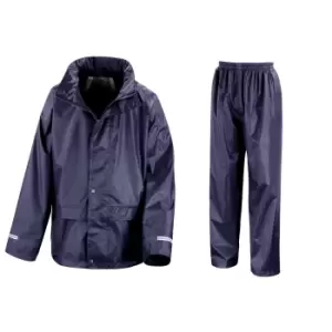 Result Core Childrens/Kids Unisex Junior Rain Suit Jacket And Trousers Set (5-6) (Navy Blue)