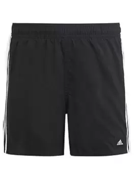 adidas Boys 3 Stripe Swim Short - Black/White, Size 15-16 Years
