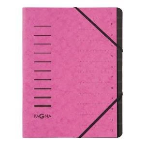 Pagna Pro A4 12 Compartment Sorting File Dark Pink Pack of 5 4005934
