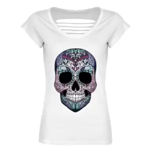 Grindstore Ladies/Womens Amaranthine Sugar Skull Razor Back T-Shirt (X Small (UK 6-8)) (White)