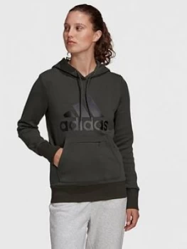 adidas Badge Of Sport Pullover Hoodie - Khaki, Size S, Women
