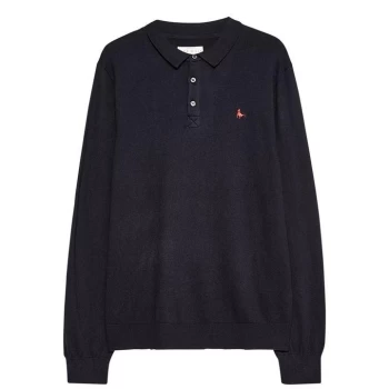 Jack Wills Alfie Long Sleeve Knitted Polo Shirt - Navy