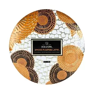 Voluspa Spiced Pumpkin Latte 3 Wick Decorative Tin Candle with Lid
