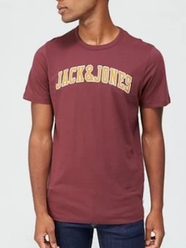 Jack & Jones Crossing Logo T-Shirt - Burgundy