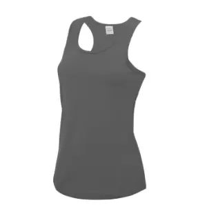 AWDis Just Cool Girlie Fit Sports Ladies Vest / Tank Top (L) (Charcoal)