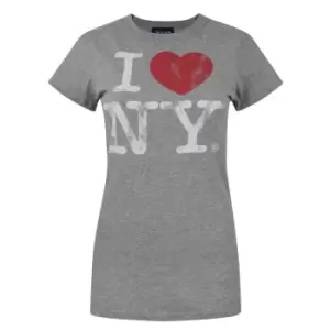 Junk Food Womens/Ladies I Love New York T-Shirt (L) (Grey)
