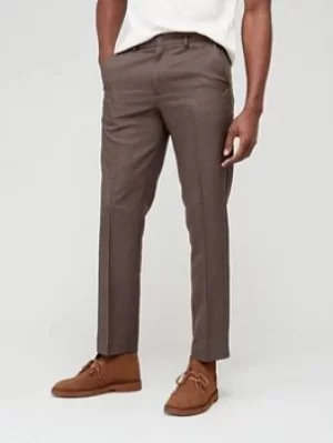 Farah Adjustable Waist Smart Trousers, Taupe, Size 40, Inside Leg Short, Men
