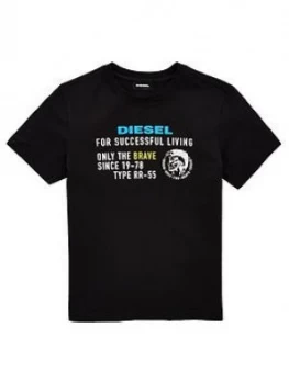 Diesel Boys Short Sleeve Graphic Print T-Shirt - Black