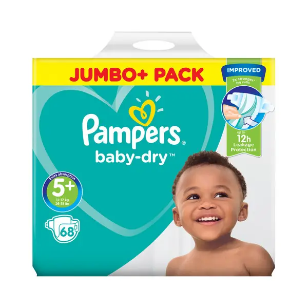 Pampers Baby Dry Size 5 Jumbo Plus Pack 68 Nappies