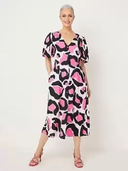 Wallis Graphic Animal Print Button Down Midi Dress - Pink, Size 10, Women