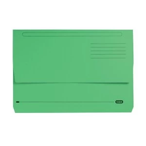 Elba Strongline Foolscap Bright Manilla Document Wallet Half Flap Heavyweight 320gsm 32mm Green Pack of 25