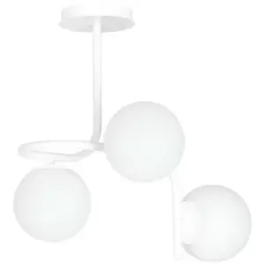 Emibig Kalf White Globe Ceiling Light with White Glass Shades, 3x E14