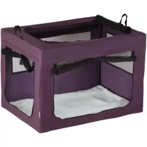 90cm Pawhut Foldable Pet Carrier w/ Cushion for Medium, Large Dogs - Purple - Purple