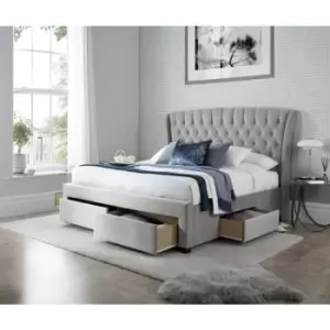 Bedmaster - Newton Grey Velvet 4 Drawer Storage Bed King Size