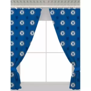 Chelsea FC Official Repeat Football Crest Curtains (Single) (Blue) - Blue