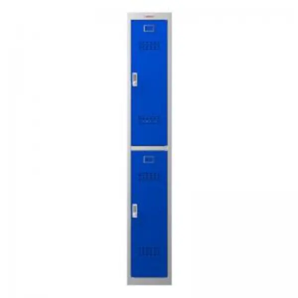 Phoenix PL Series 1 Column 2 Door Personal Locker Grey Body Blue Doors EXR87287PH