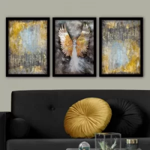 3SC11 Multicolor Decorative Framed Painting (3 Pieces)