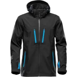 Stormtech Mens Patrol Hooded Soft Shell Jacket (3XL) (Black/Electric Blue)