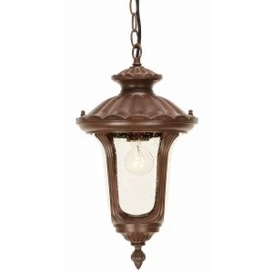 1 Light Small Outdoor Ceiling Chain Lantern Rusty Bronze Patina IP44, E27