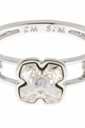 Ladies Karen Millen Silver Plated Art Glass Flower Ring Size ML KMJ925-01-02ML