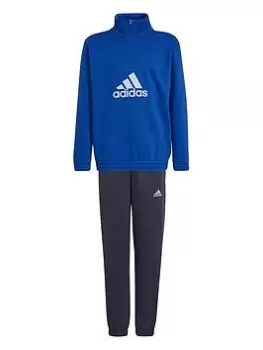 adidas Junior Boys Badge Of Sport Fleece Half Zip Tricot Tracksuit - Bright Blue, Bright Blue, Size 9-10 Years